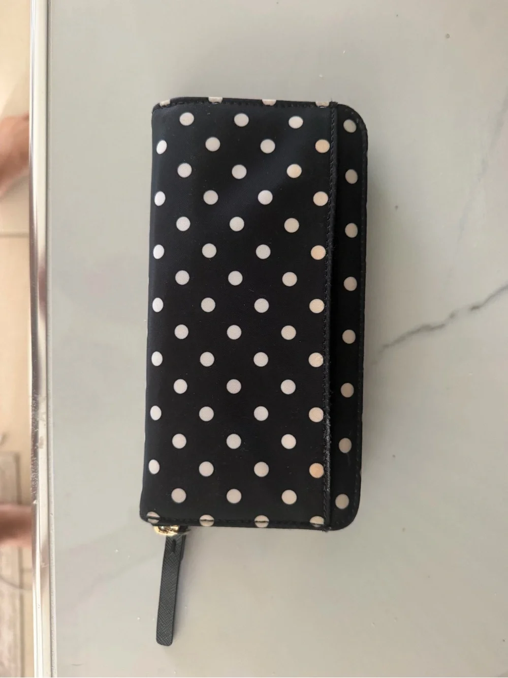 kate spade Black and White Polka Dot Zip Wallet